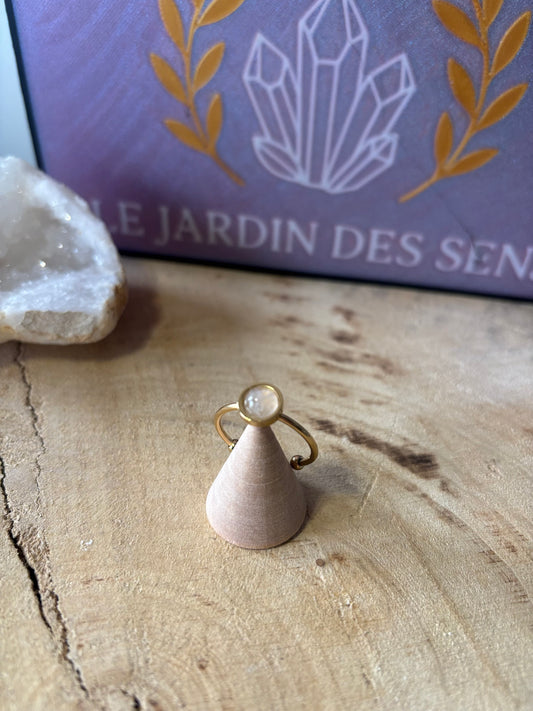 Bagues fines couleur or en acier inoxydable et pierre naturelle 💎